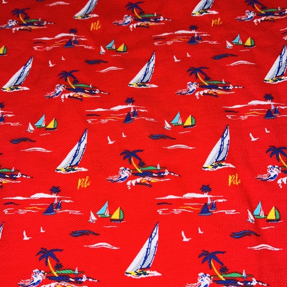 Polo Ralph Lauren Boys Sailboat Cotton Mesh Red Polo Shirt NWT Medium & X-Large - Picture 3 of 7